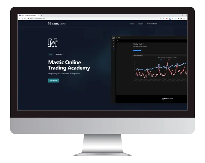 A screenshot of the Mastic Online Trading Academy website.
